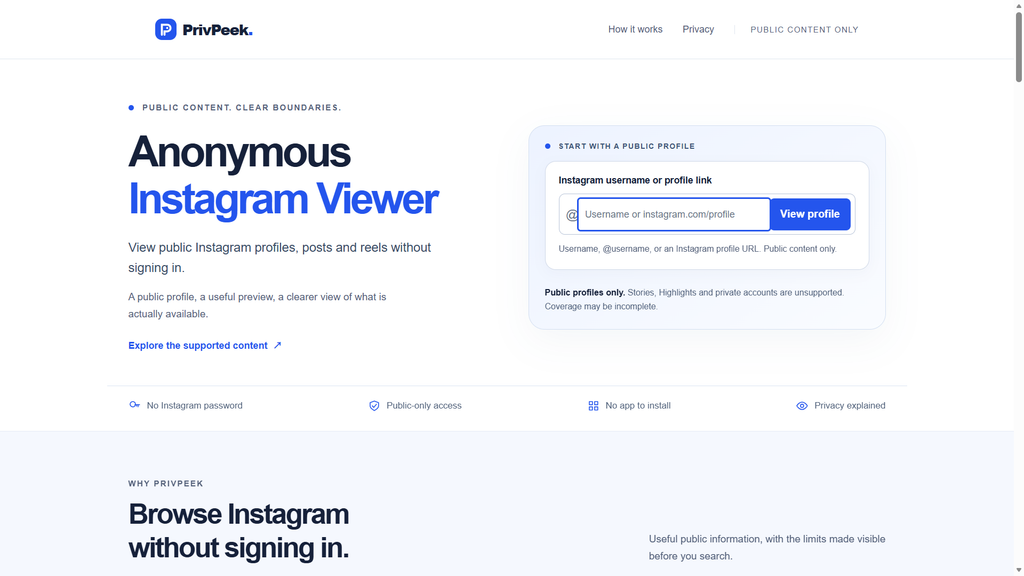 Instagram viewer website screenshot