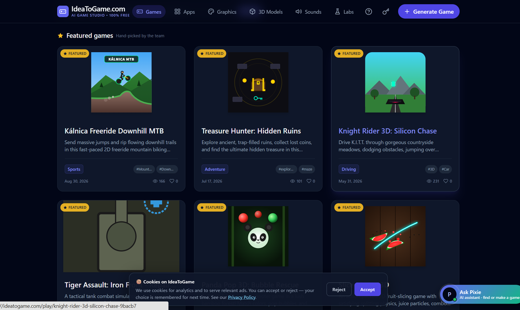 IdeaToGame AI game creator screenshot